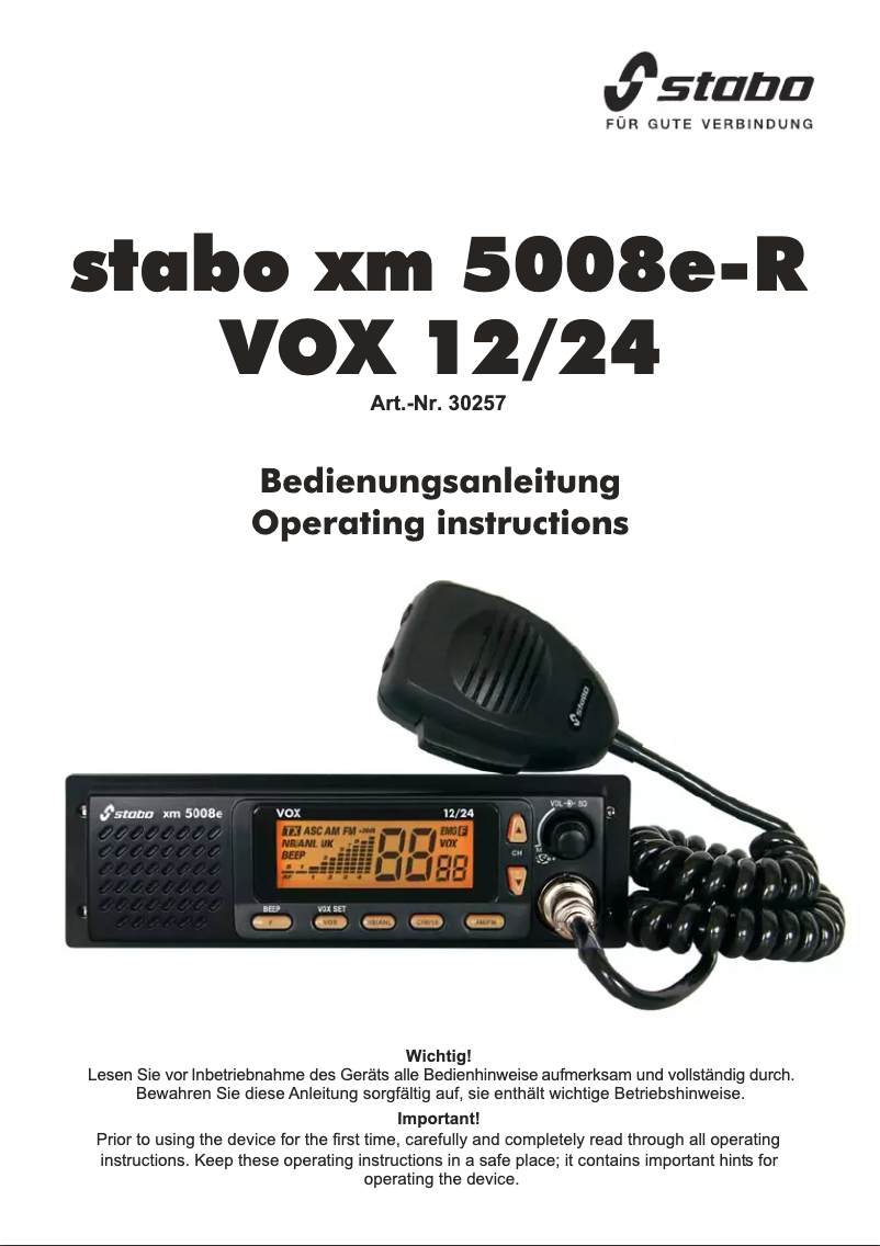 Página 1 del manual Manual de usuario Stabo XM 5008e-R VOX 12/24