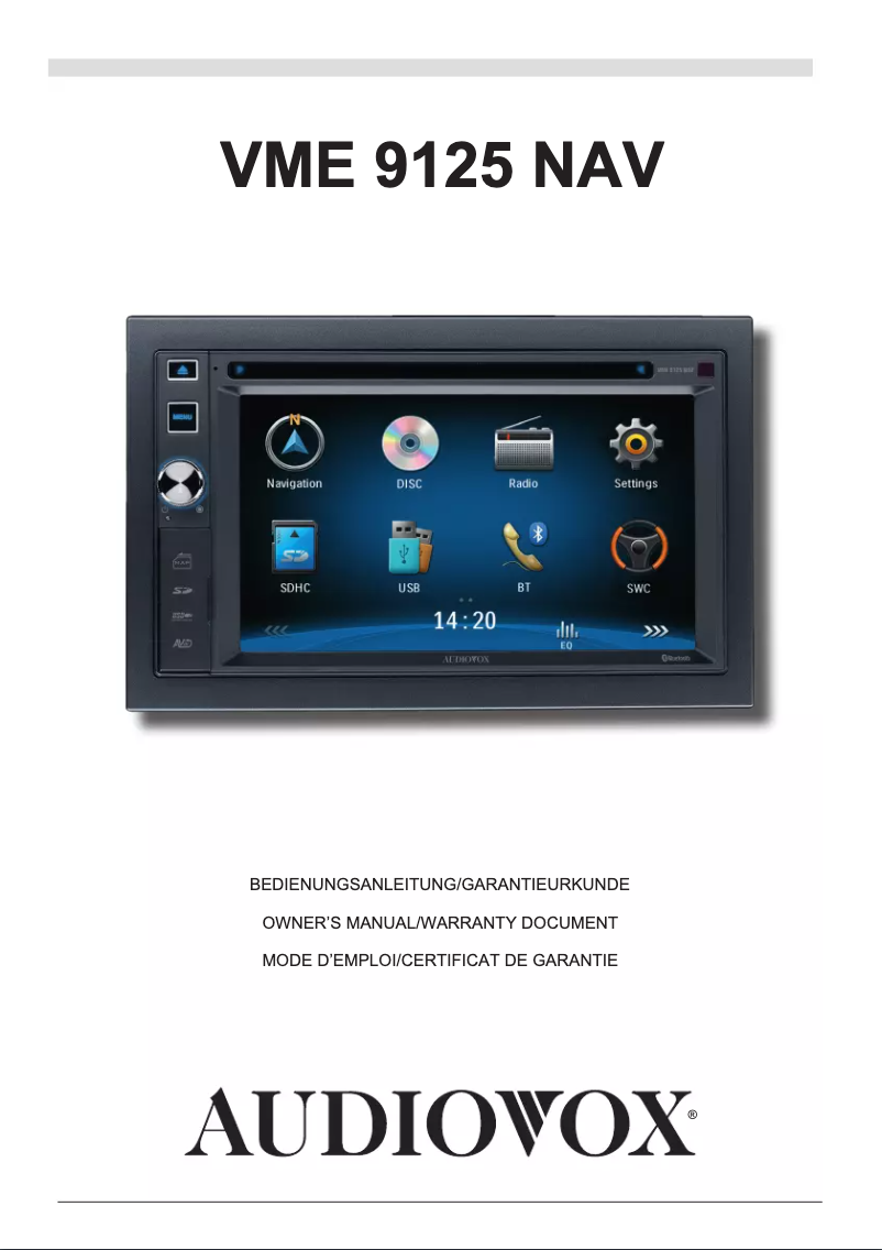 Imagen de la primera página del manual del dispositivo VME 9125 NAV