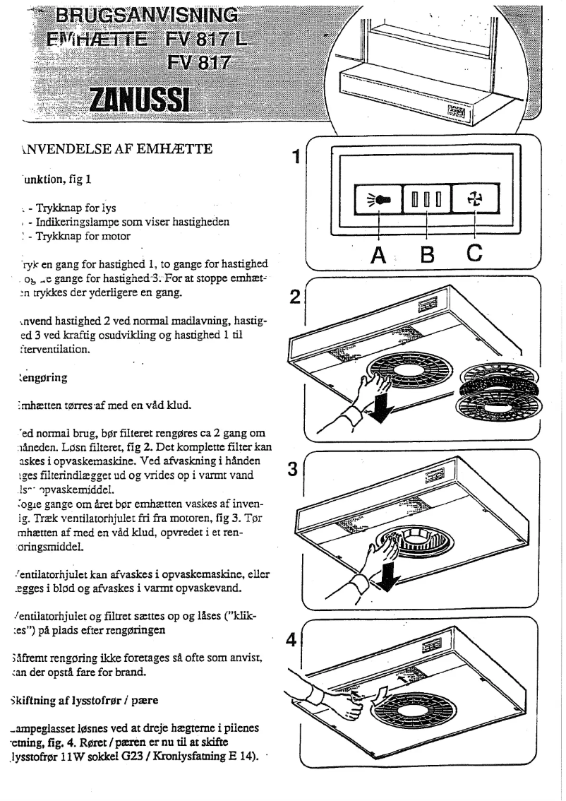 Page 1 de la notice Manuel utilisateur Zanussi FV817