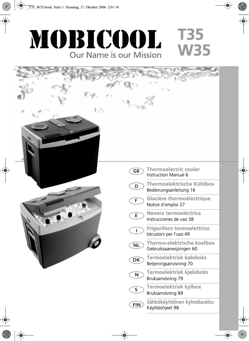 Image de la première page du manuel de l'appareil Mobicool T35