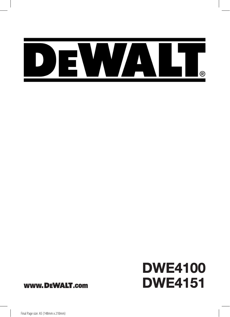 Page n°1 - Manuel utilisateur DeWalt DWE4100