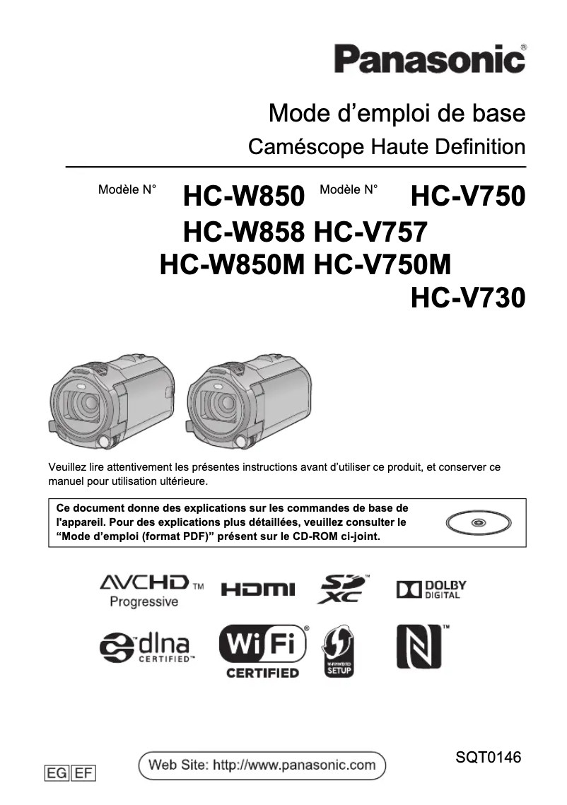 Page n°1 - Manuel utilisateur Panasonic HC-W858