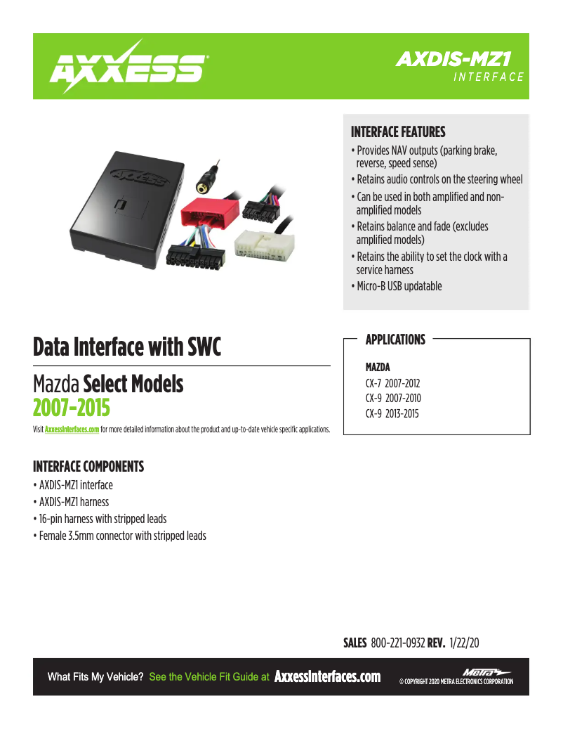 Página 1 del manual Ficha técnica AXESS AXDIS-MZ1