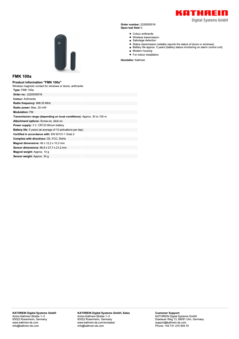 Image de la première page du manuel de l'appareil FMK 100a