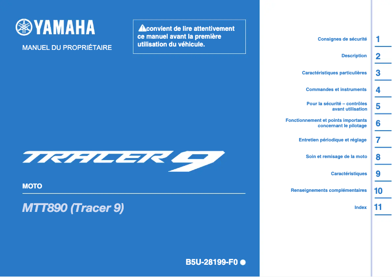 Page n°1 - Manuel utilisateur Yamaha Tracer 900 (2021)