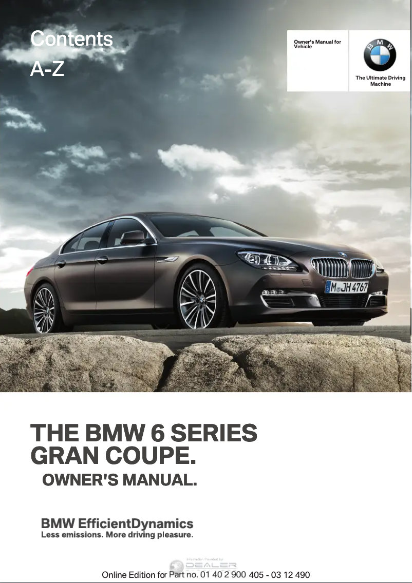 Page 1 de la notice Manuel utilisateur BMW 6 Series Gran Coupe (2013)