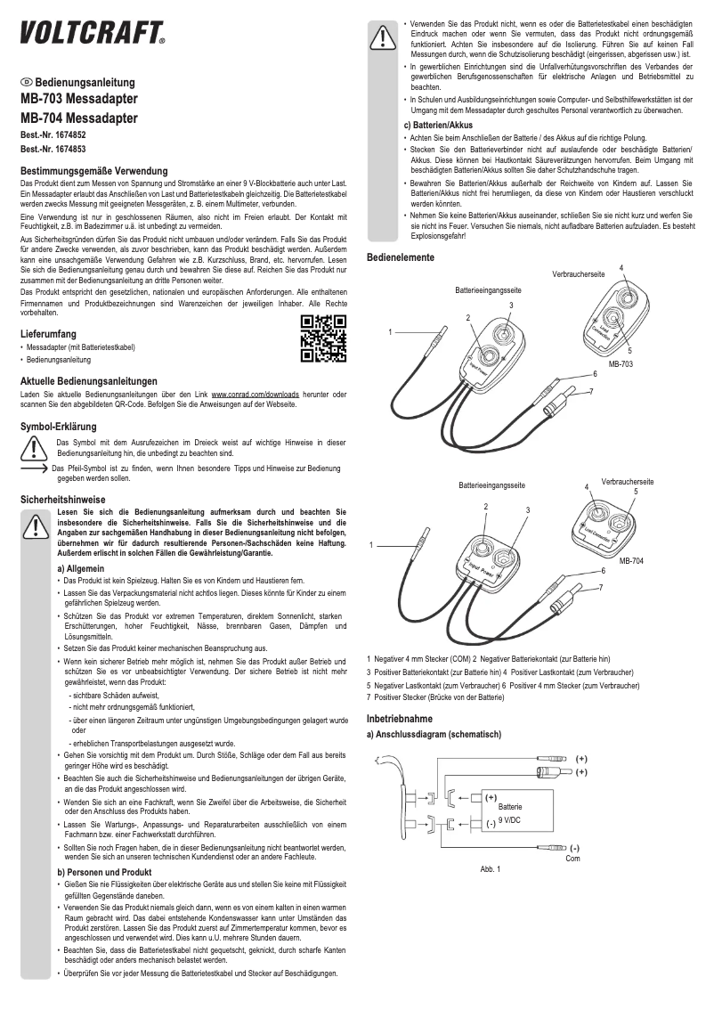 Página 1 del manual Manual de usuario Voltcraft MB-704