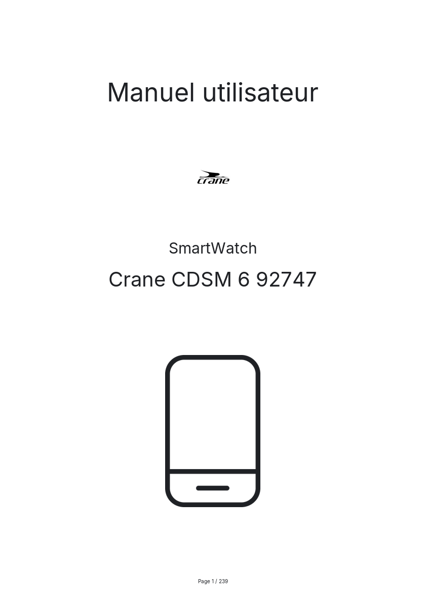 Page n°1 - Manuel utilisateur Crane CDSM 6 92747