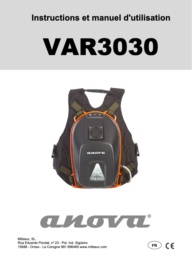 Page n°1 - Manuel utilisateur Anova VAR3030