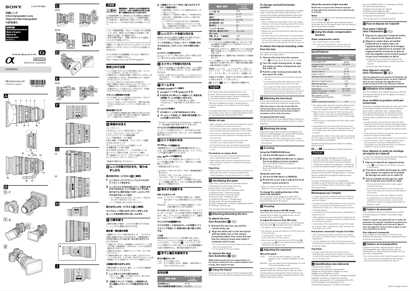 Page 1 de la notice Manuel utilisateur Sony SELP28135G