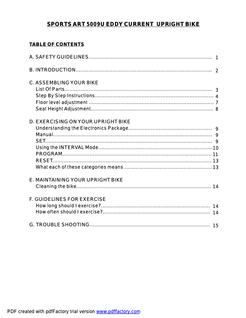 Image de la première page du manuel de l'appareil 5009U