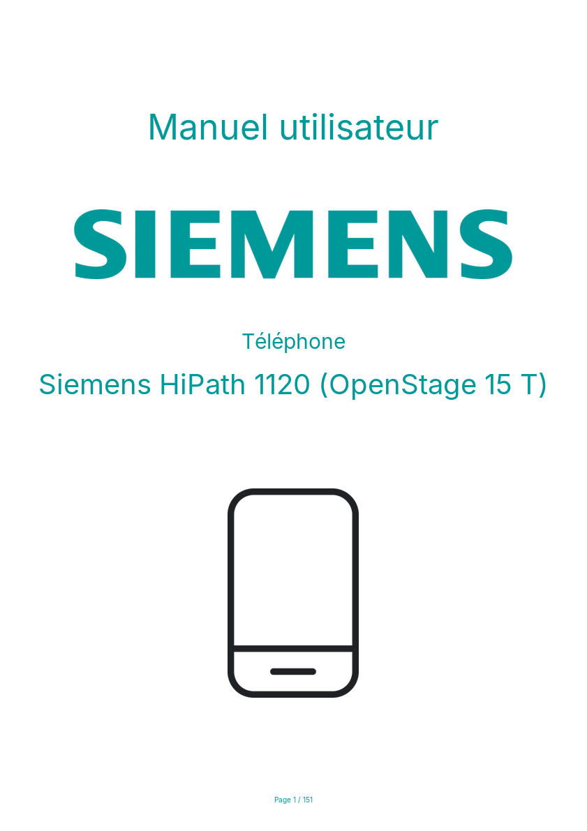 Page n°1 - Manuel utilisateur Siemens HiPath 1120 (OpenStage 15 T)