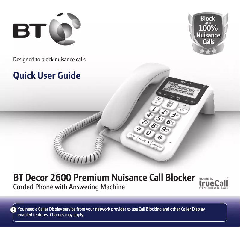 Page 1 de la notice Manuel utilisateur British Telecom BT Decor