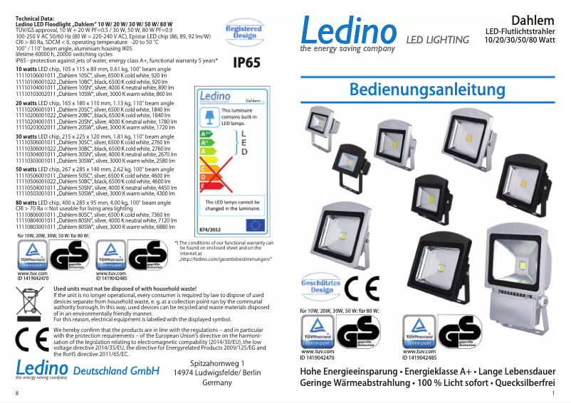 Image de la première page du manuel de l'appareil Dahlem