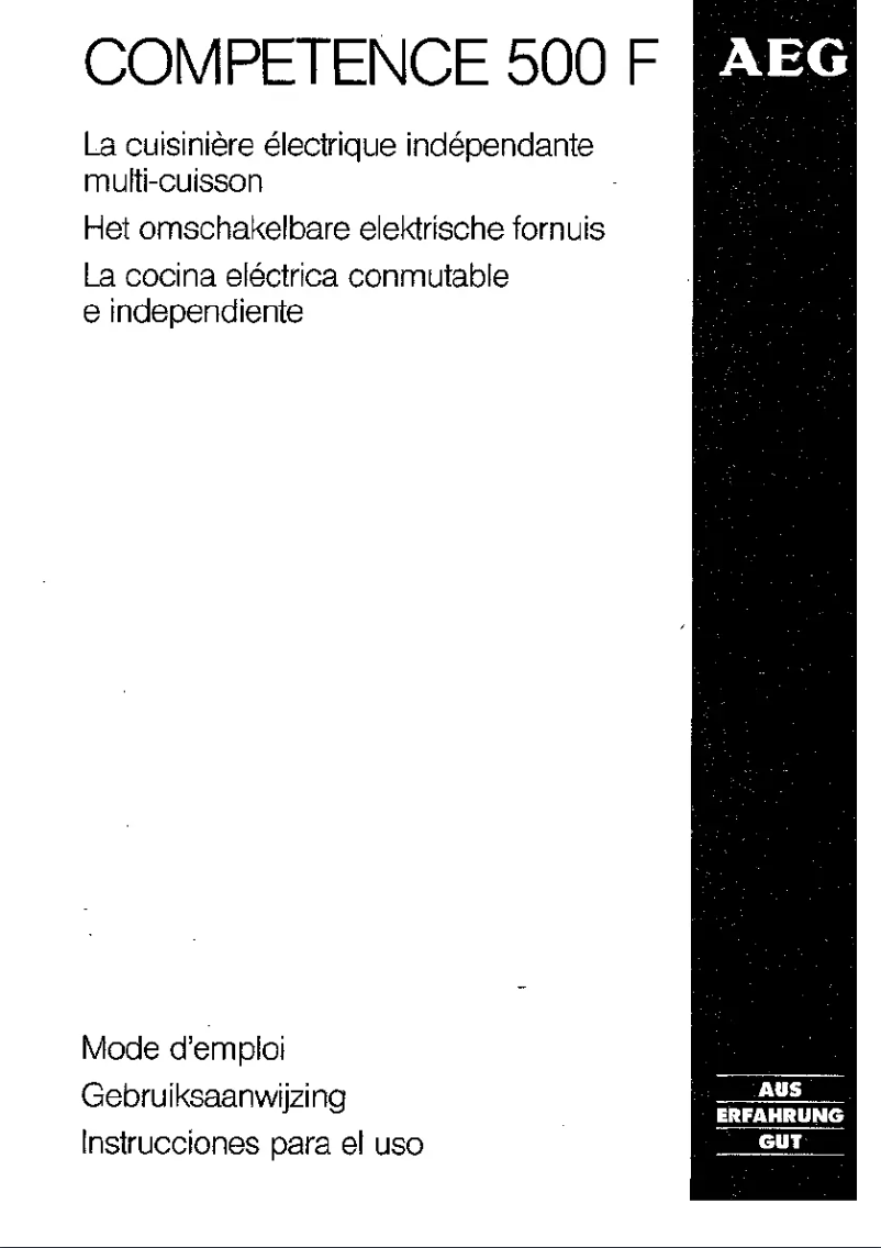 Page n°1 - Manuel utilisateur AEG Competence 500F