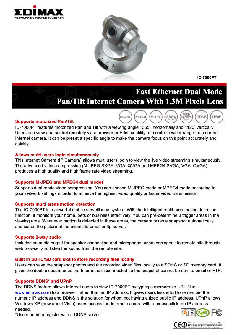 Página 1 del manual Manual de usuario Edimax IC-7000PT V2