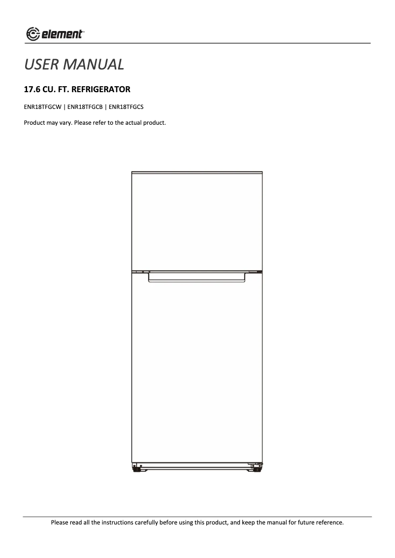Image de la première page du manuel de l'appareil ENR18TFGC