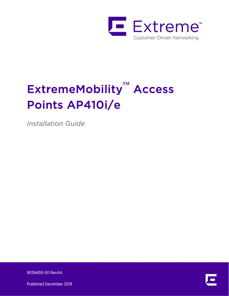 Page n°1 - Manuel utilisateur Extreme Networks AP410i