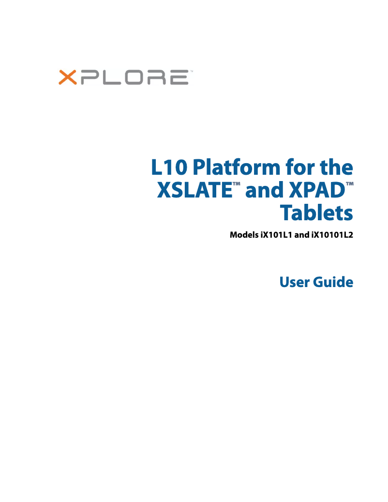Page n°1 - Manuel utilisateur Xplore XPAD L10