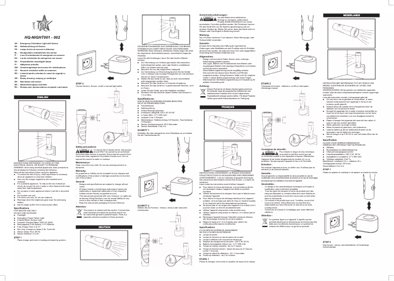 Page 1 de la notice Manuel utilisateur HQ NIGHT002