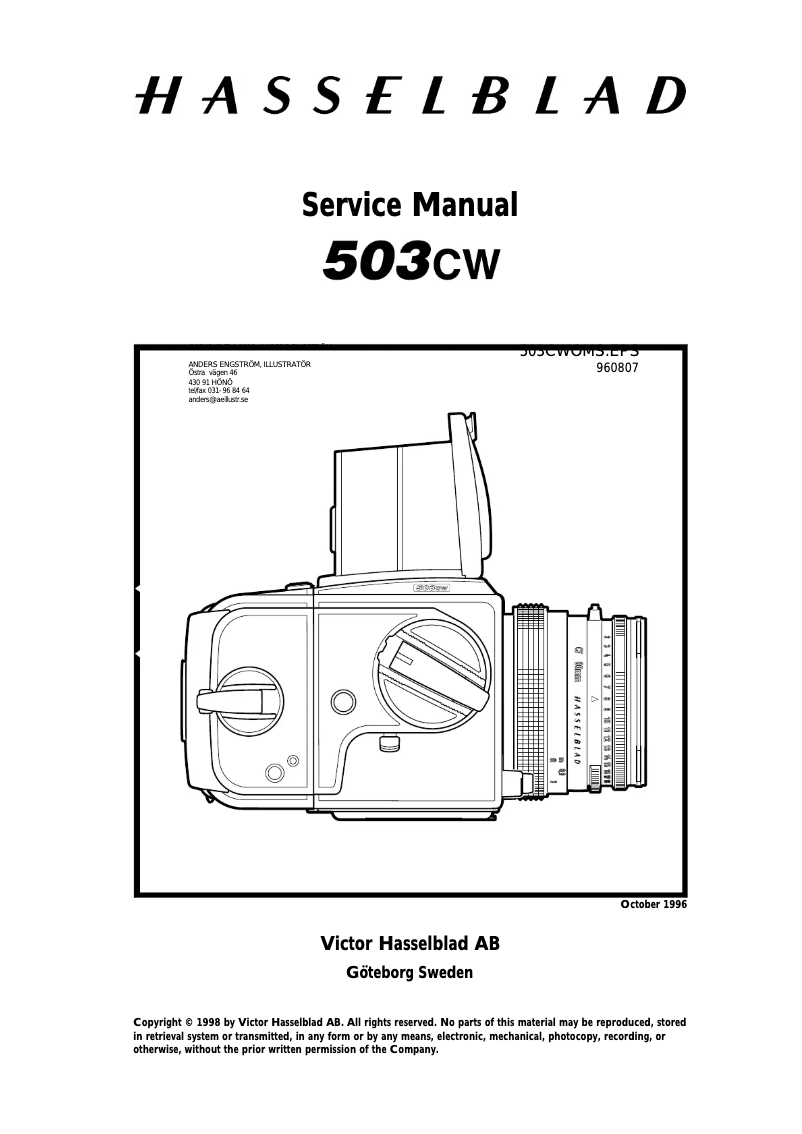 Page n°1 - Manuel utilisateur Hasselblad 503CW