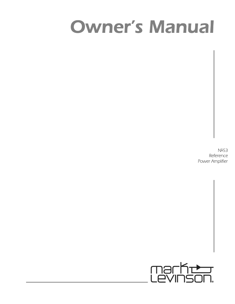 Page n°1 - Mode d'emploi Mark Levinson No53