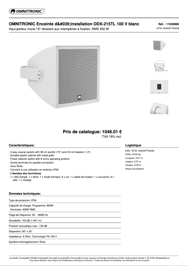 Page n°1 - Manuel utilisateur Omnitronic ODX-215TL