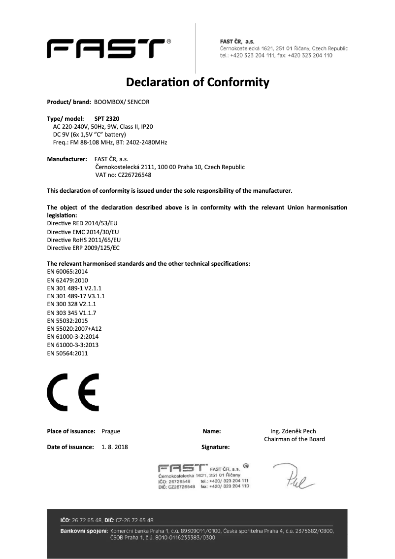 Page 1 de la notice Manuel utilisateur Sencor SPT 2320