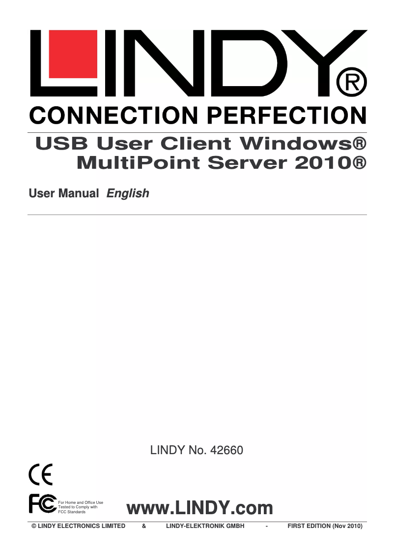Page 1 de la notice Manuel utilisateur Lindy MultiPoint Server 2011