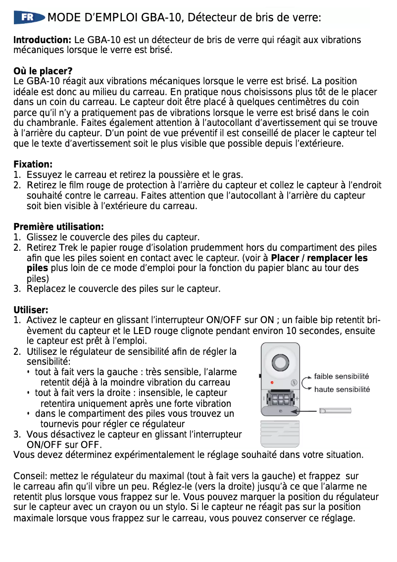 Image de la première page du manuel de l'appareil GBA-10