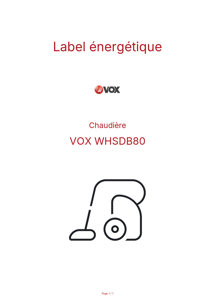 Image de la première page du manuel de l'appareil WHSDB80