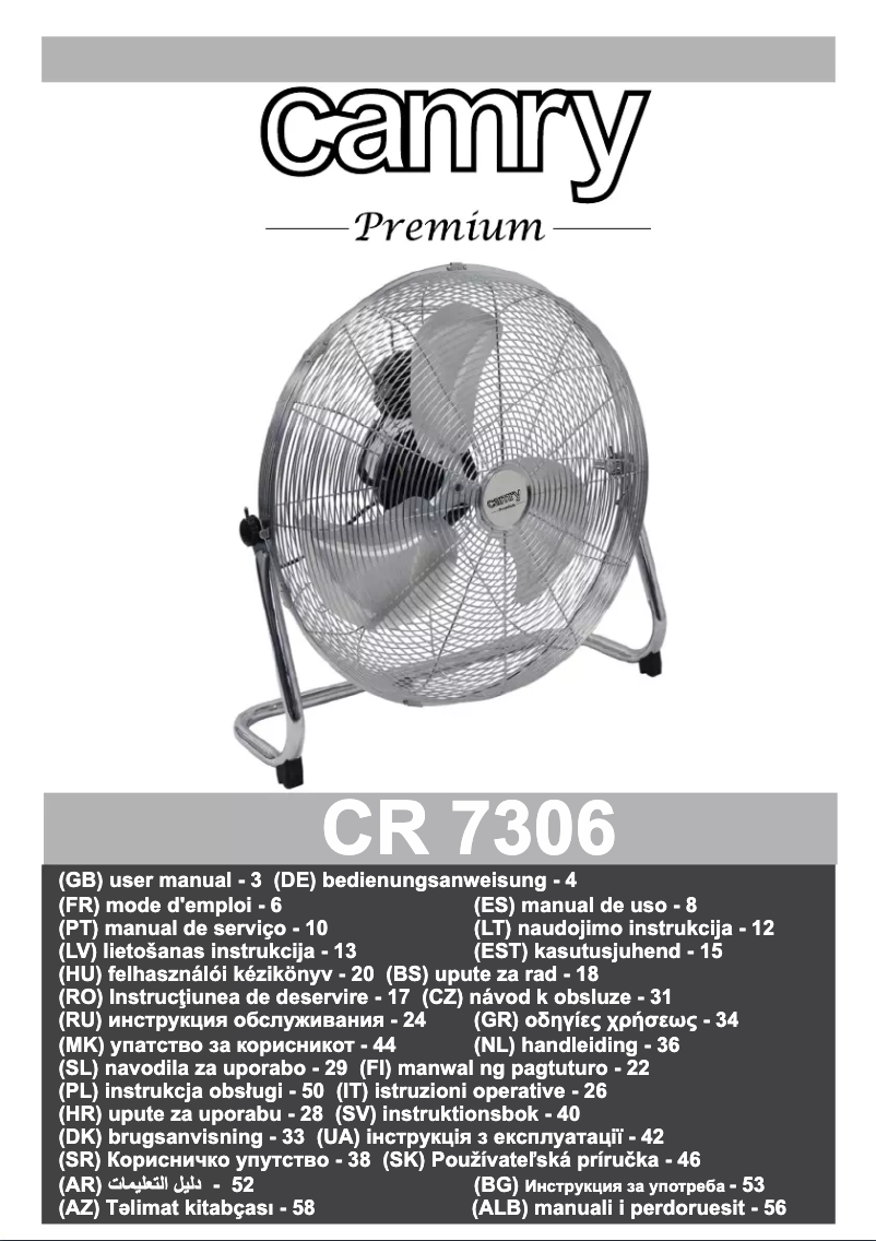 Page 1 de la notice Manuel utilisateur Camry CR 7306