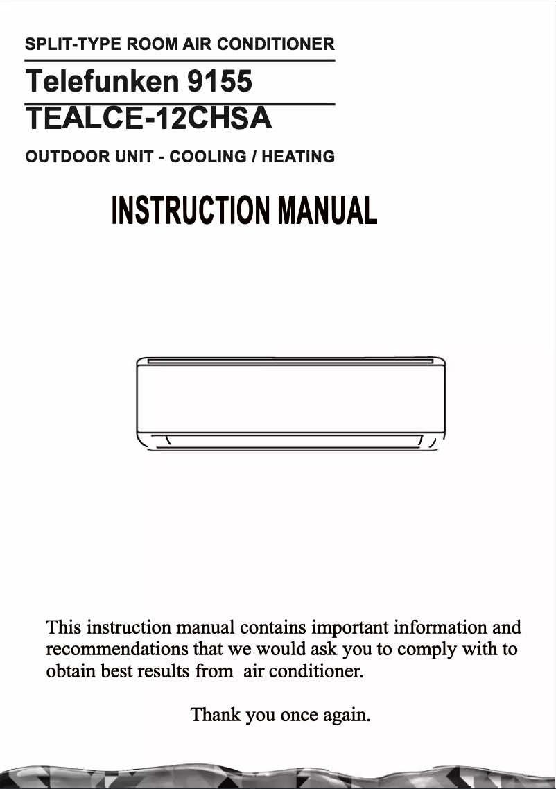 Image de la première page du manuel de l'appareil TF-12000CH