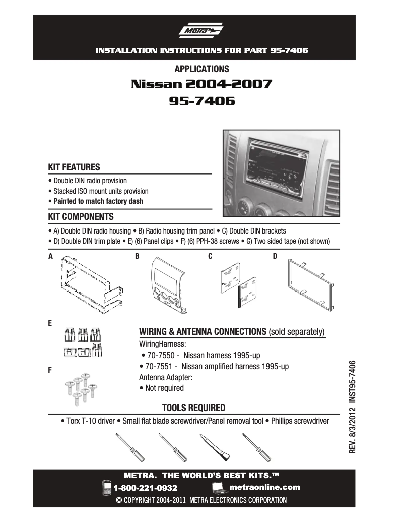 Page n°1 - Manuel utilisateur Metra 95-7406