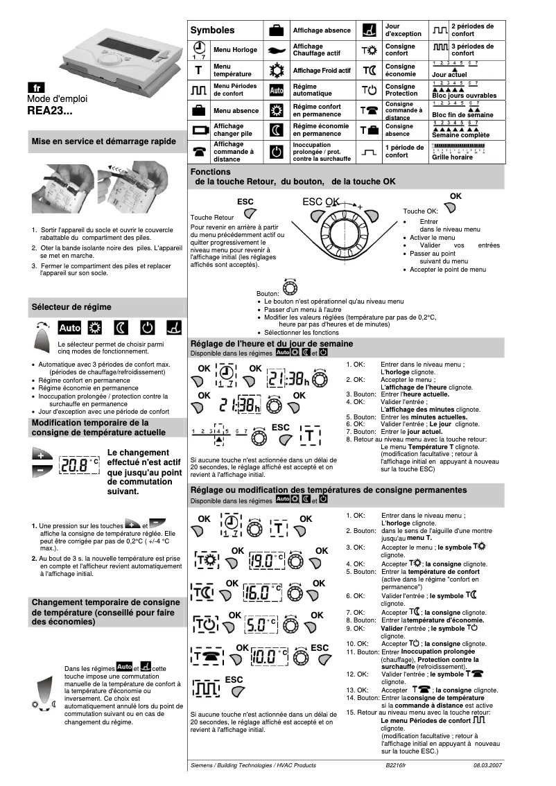 Page n°1 - Manuel utilisateur Siemens REA23