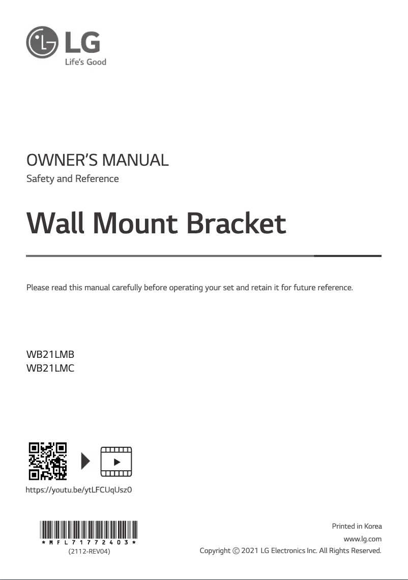 Image de la première page du manuel de l'appareil WB21LMB