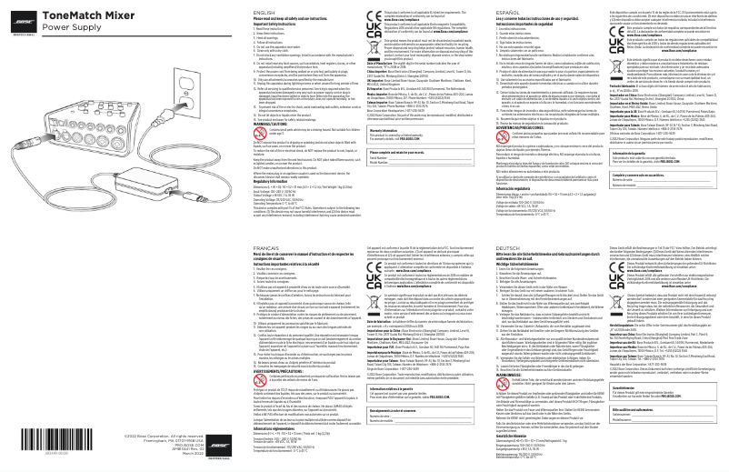 Page 1 de la notice Manuel utilisateur Bose T1 ToneMatch