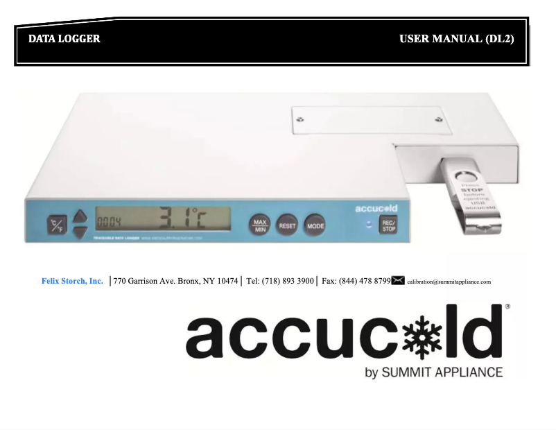 Page n°1 - Manuel d'utilisation et d'entretien Summit Accucold DL2KIT