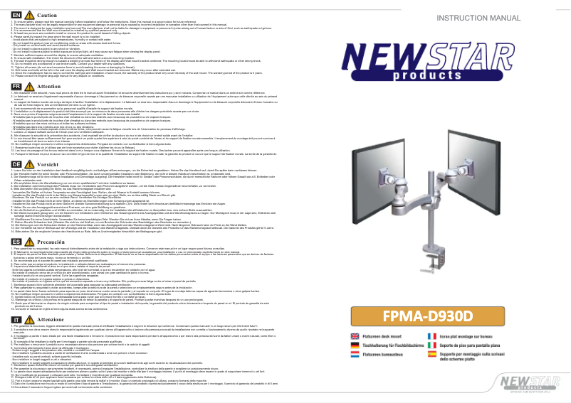Page 1 de la notice Manuel utilisateur Newstar FPMA-D930D