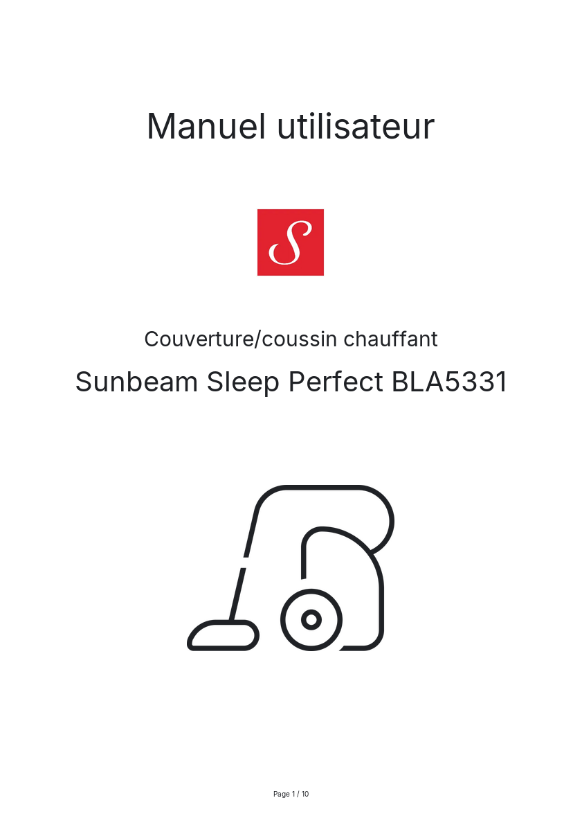 Image de la première page du manuel de l'appareil Sleep Perfect BLA5331