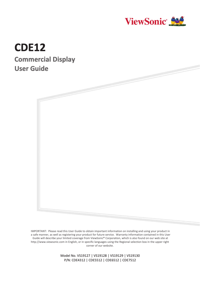 Page 1 de la notice Manuel utilisateur Viewsonic CDE5512