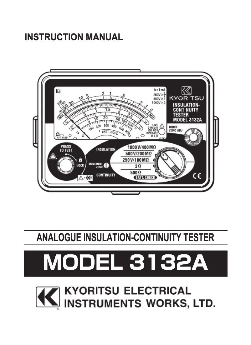 Page 1 de la notice Manuel utilisateur Kyoritsu 3132A