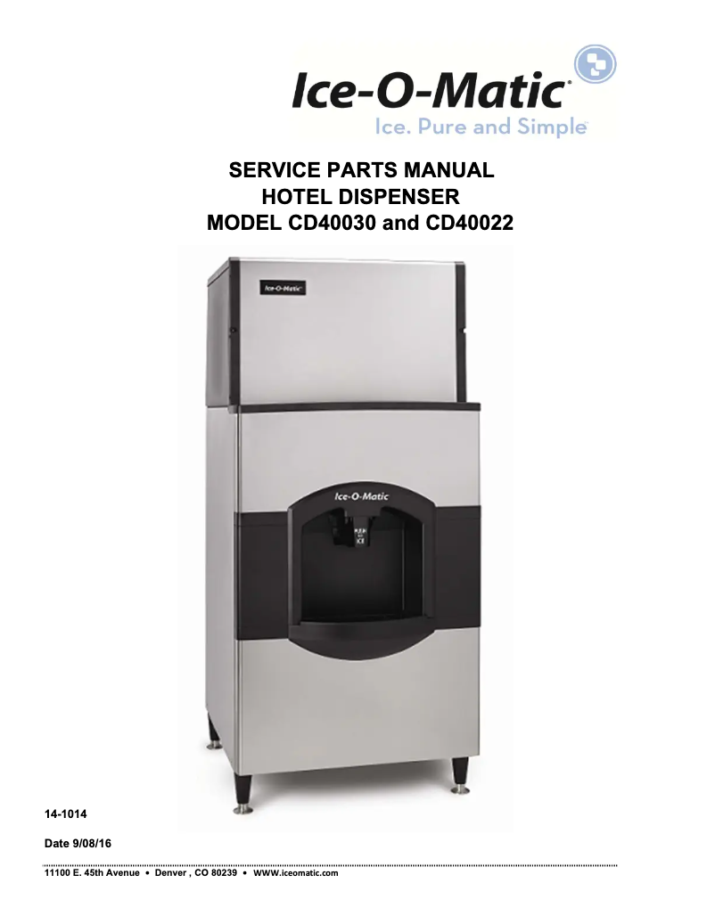 Page n°1 - Guide d'installation Ice-O-Matic CD40022