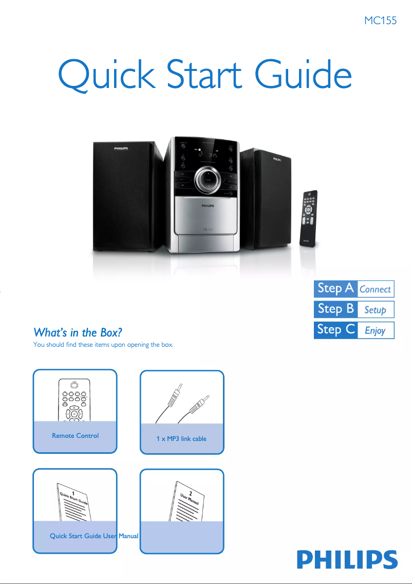 Page n°1 - Guide de démarrage rapide Philips MC 155