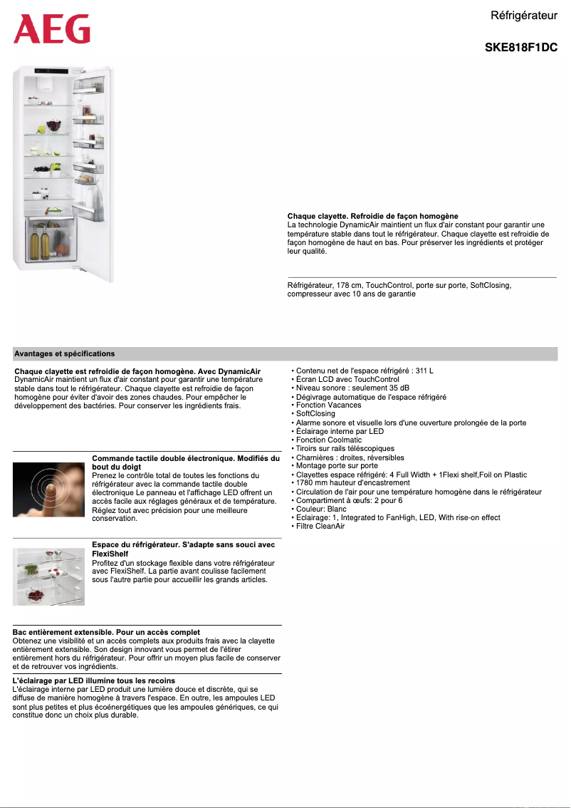 Page n°1 - Fiche technique AEG SKE818F1DC
