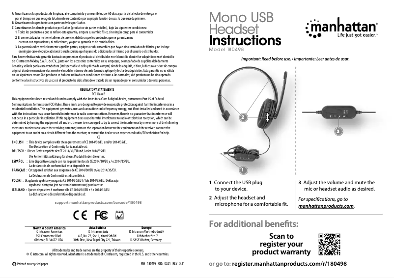 Page n°1 - Manuel utilisateur Manhattan 180498