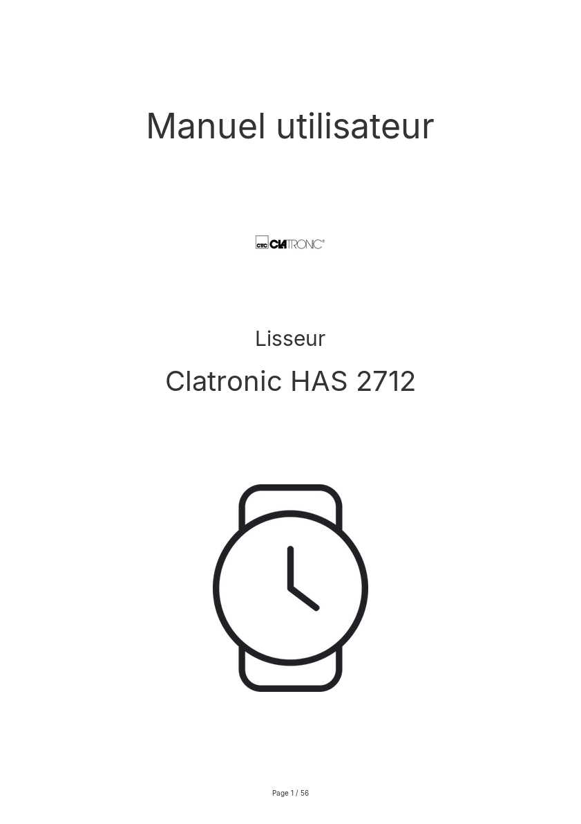Page n°1 - Manuel utilisateur Clatronic HAS 2712