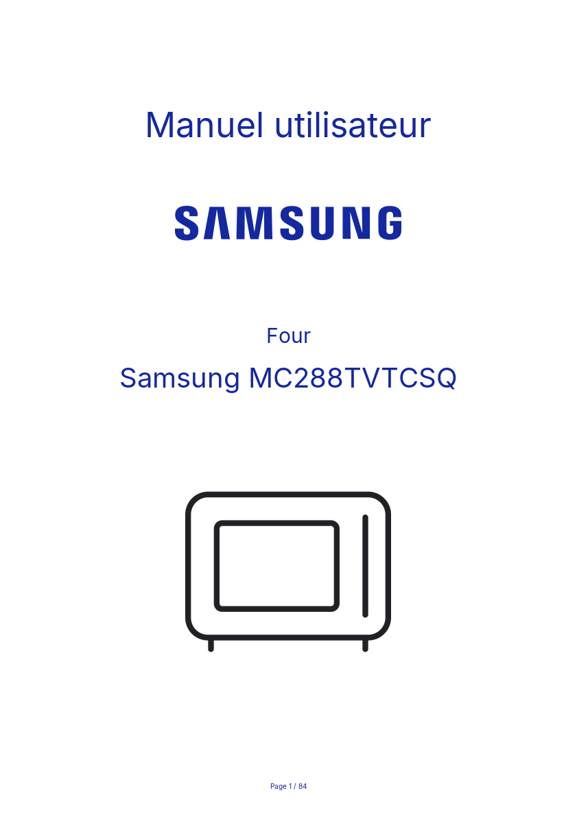 Page n°1 - Manuel utilisateur Samsung MC288TVTCSQ