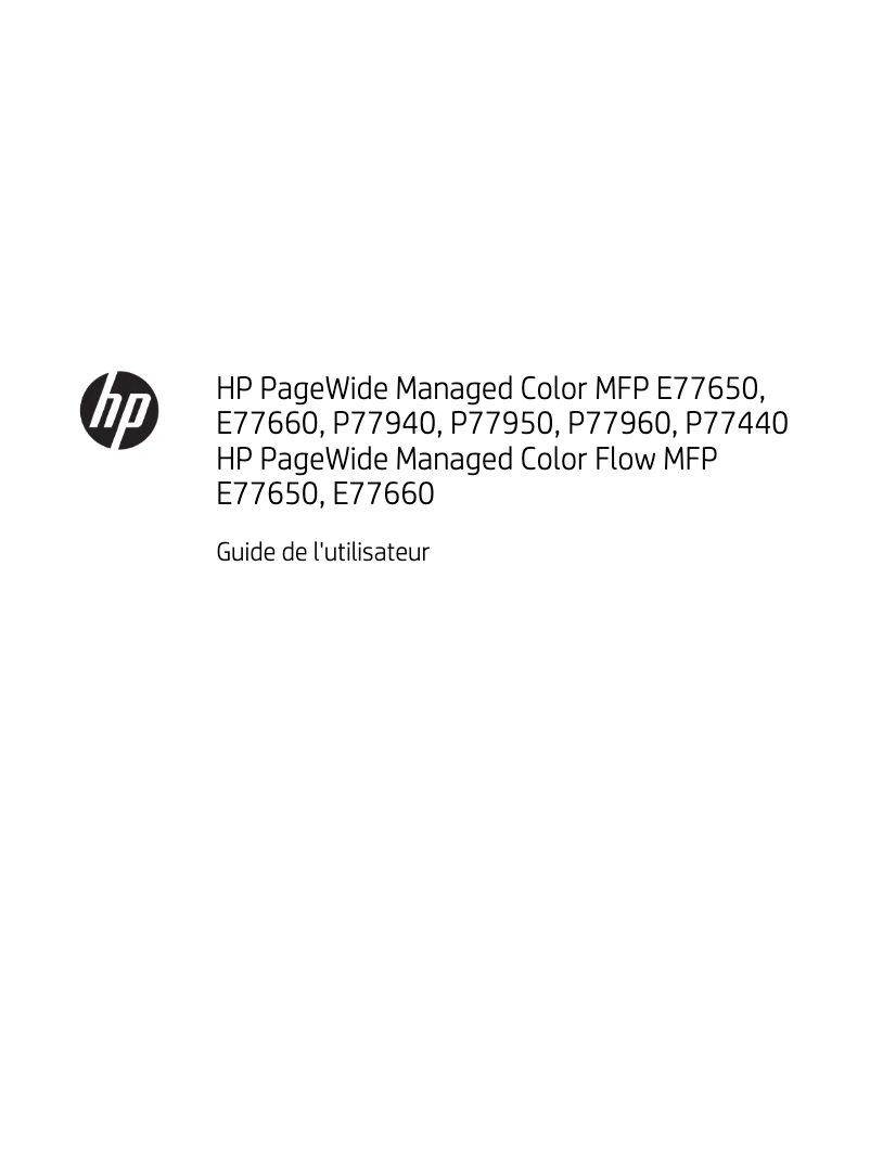 Page 1 de la notice Manuel utilisateur HP PageWide Managed Color MFP P77940