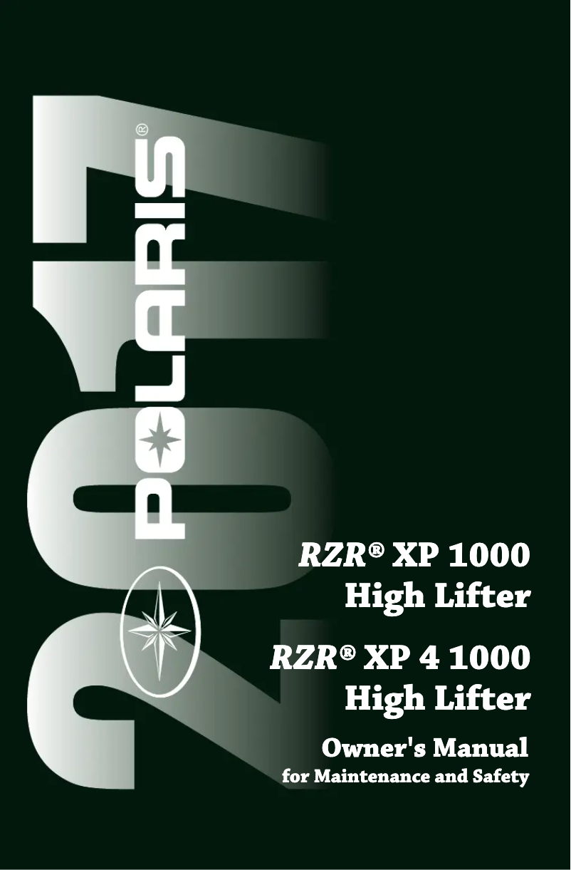 Image de la première page du manuel de l'appareil RZR XP 1000 High Lifter (2017)